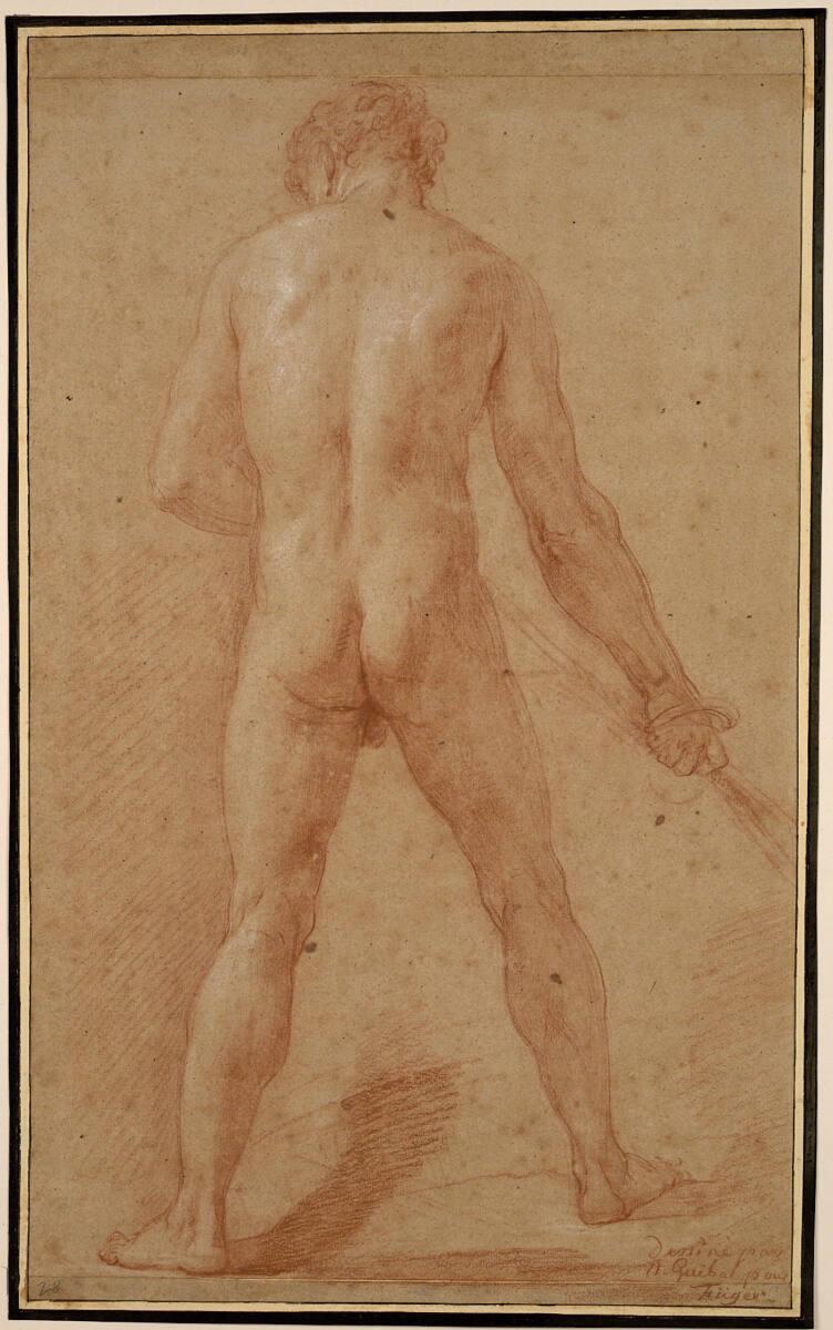 Nicolas Guibal, Stehender männlicher Rückenakt mit gegrätschten Beinen, Inv. Nr.: 31627