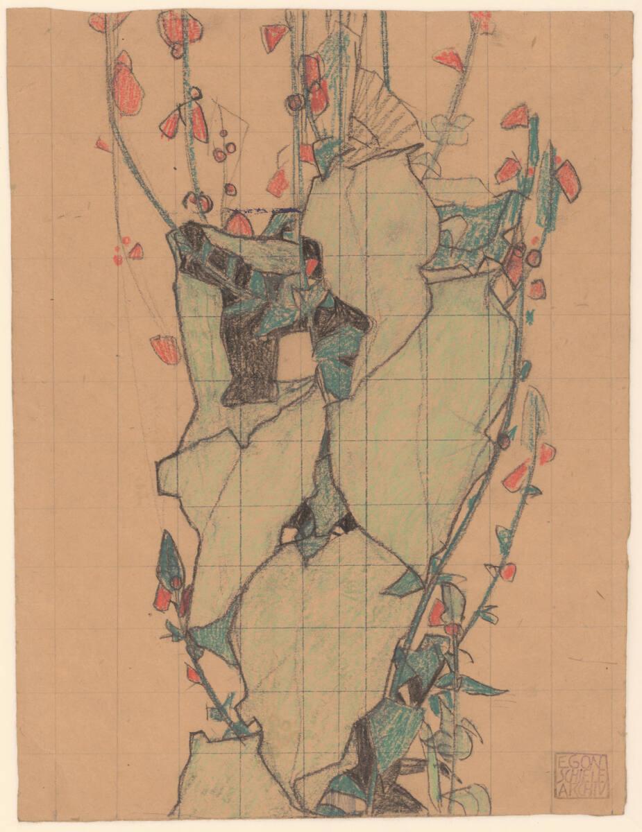 Egon Schiele, Stilisierte Blätter und Blüten, Inv. Nr.: 31633
