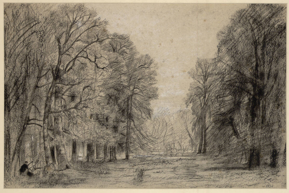 Zwei Jäger im Wald von Fontainebleau, Louis-Nicolas Cabat, 1834