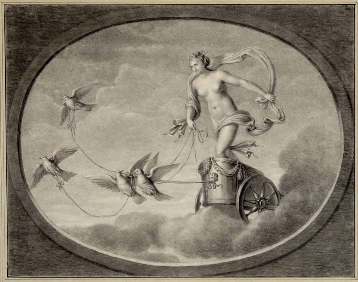 Teodoro Matteini, Venus auf einem Wagen mit vier Tauben nach links (liegendes Oval), Inv. Nr.: …