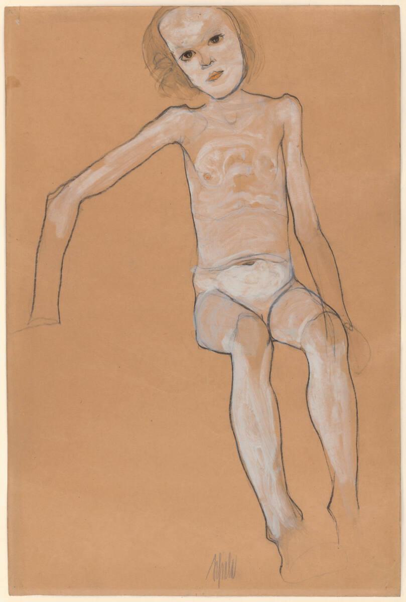 Egon Schiele, Sitzender Mädchenakt, Inv. Nr.: 32602