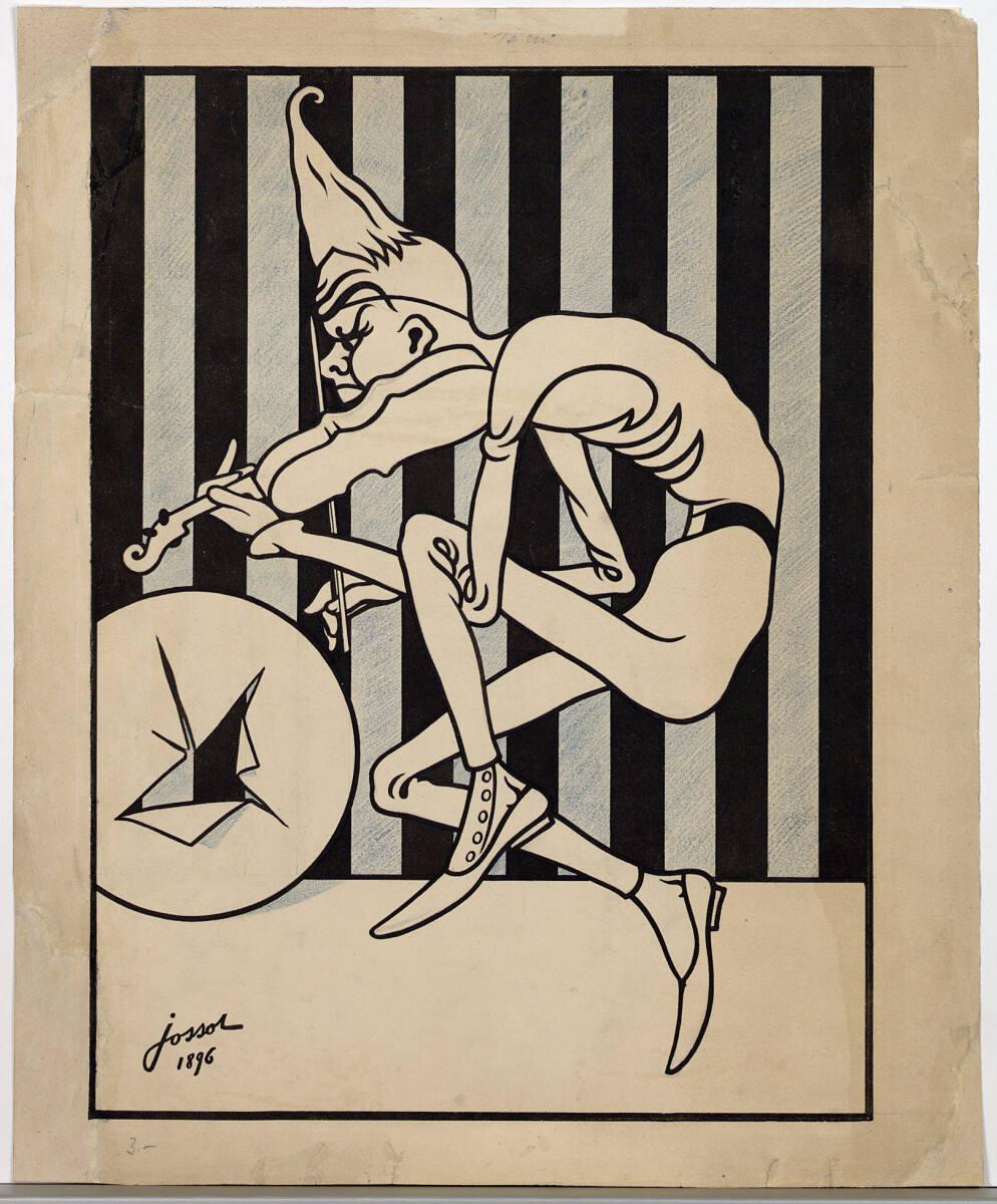 Henri-Gustave Jossot, Geigender und springender Clown mit Papierscheibe, Inv. Nr.: 32692