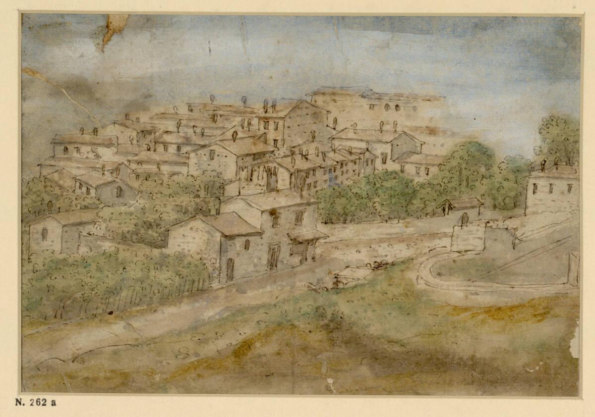 Gherardo Cibo, Südliche Landschaftsskizze, Inv. Nr.: 32937