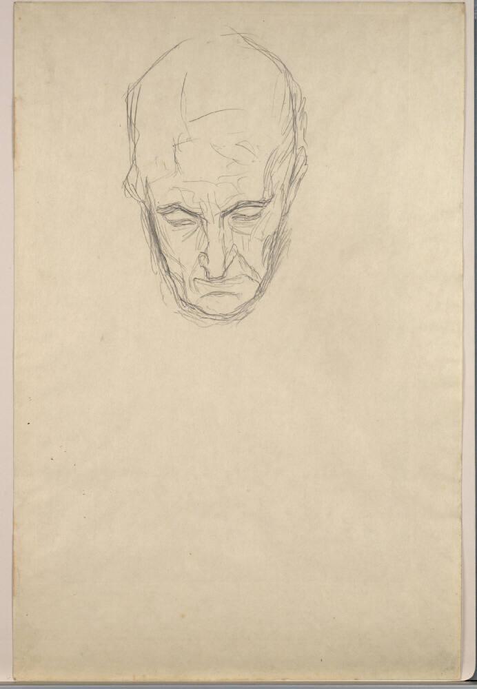 Kopf einer alten Frau von vorne (Studie für "Tod und Leben"), Gustav Klimt, 1908–1909