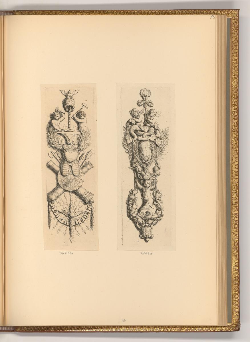 Erasme et Hubert Quellinus, Ornament: Trophäen; Ornament: Wassertiere und Nixenkinder, Inv. Nr.…