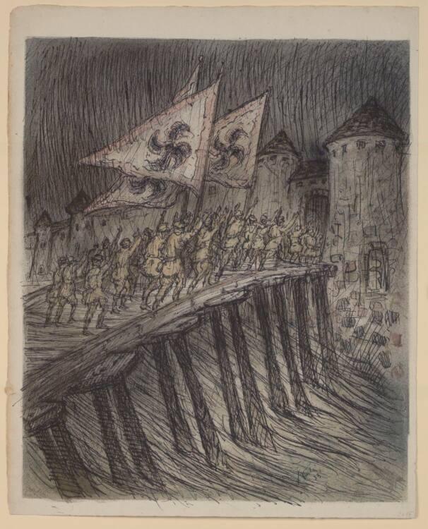 Alfred Kubin, Braune Kolonnen (Erstürmung einer Burg), Inv. Nr.: 33335
