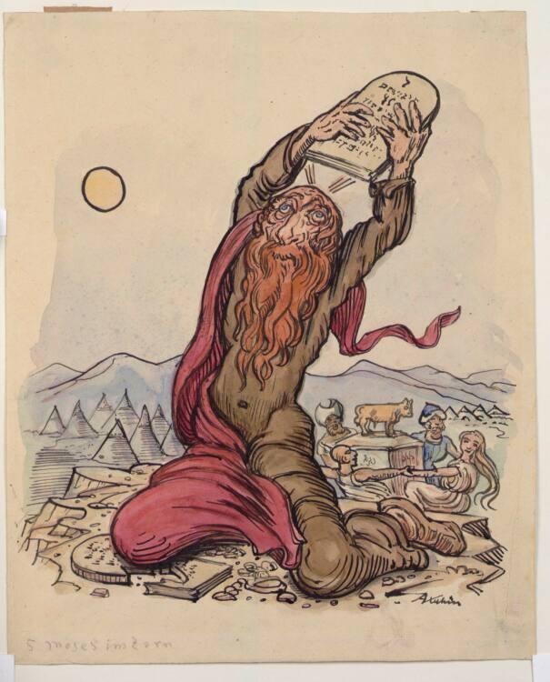 Alfred Kubin, Blätter zur Bibel: Blatt 5, Moses im Zorn, Inv. Nr.: 33384