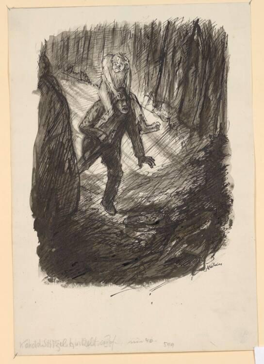 Alfred Kubin, Kobold Stitzel buckelt auf, Inv. Nr.: 33690