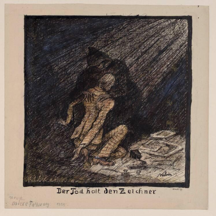 Alfred Kubin, Der Tod holt den Zeichner, Inv. Nr.: 33930