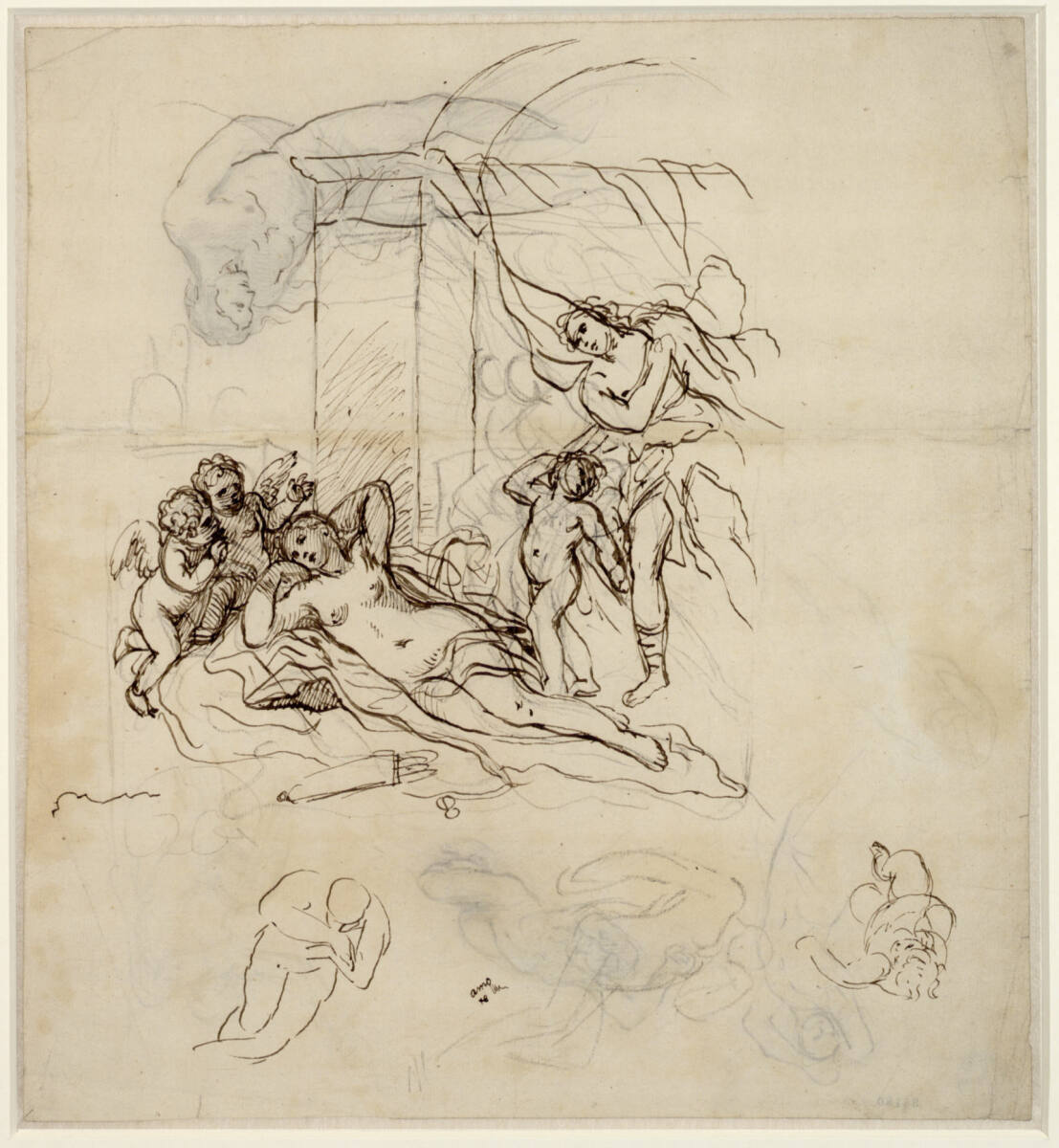 Bacchus und Ariadne; Einzelstudien für männliche Figuren, Francesco la Marra