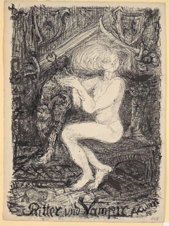 Alfred Kubin, Ritter und Vampir, Inv. Nr.: 34435