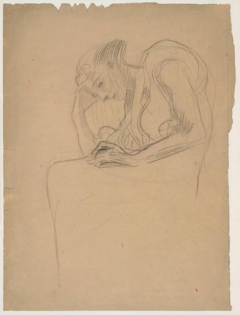 Sitzende Frau (Studie zur Ölskizze für „Philosophie“), Gustav Klimt, 1897–1898