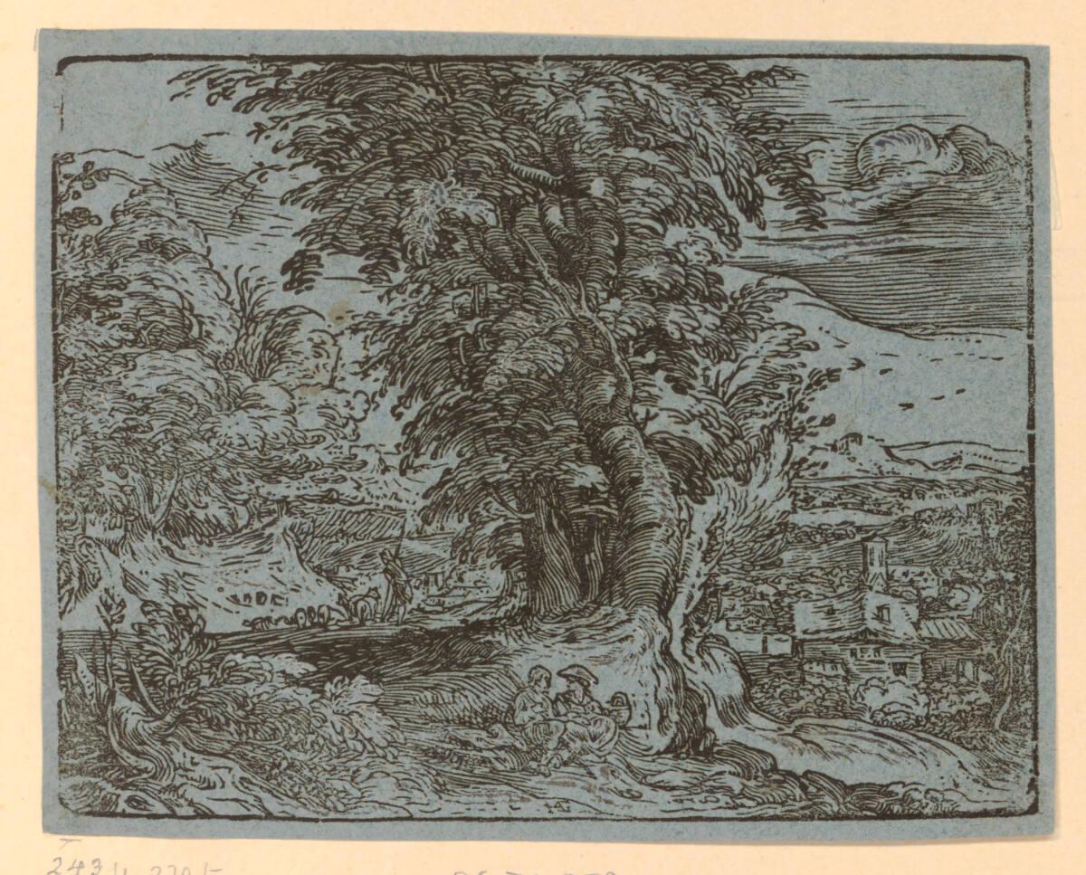 Landschaft mit einer Baumgruppe und einem Schäferpaar
, Inv. Nr.: DG74559