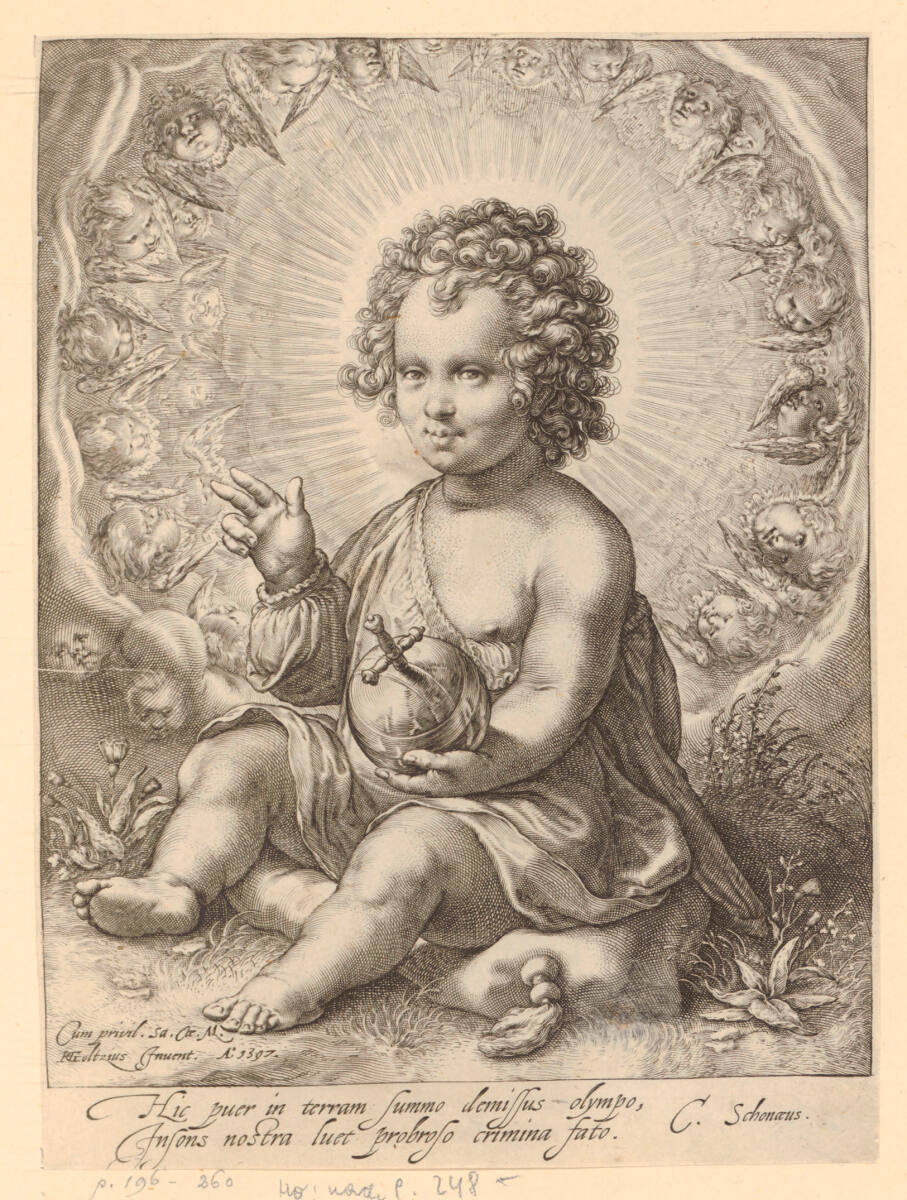 Das Jesuskind mit der Weltkugel als Salvator Mundi, CornelisSchonaeus, 1597