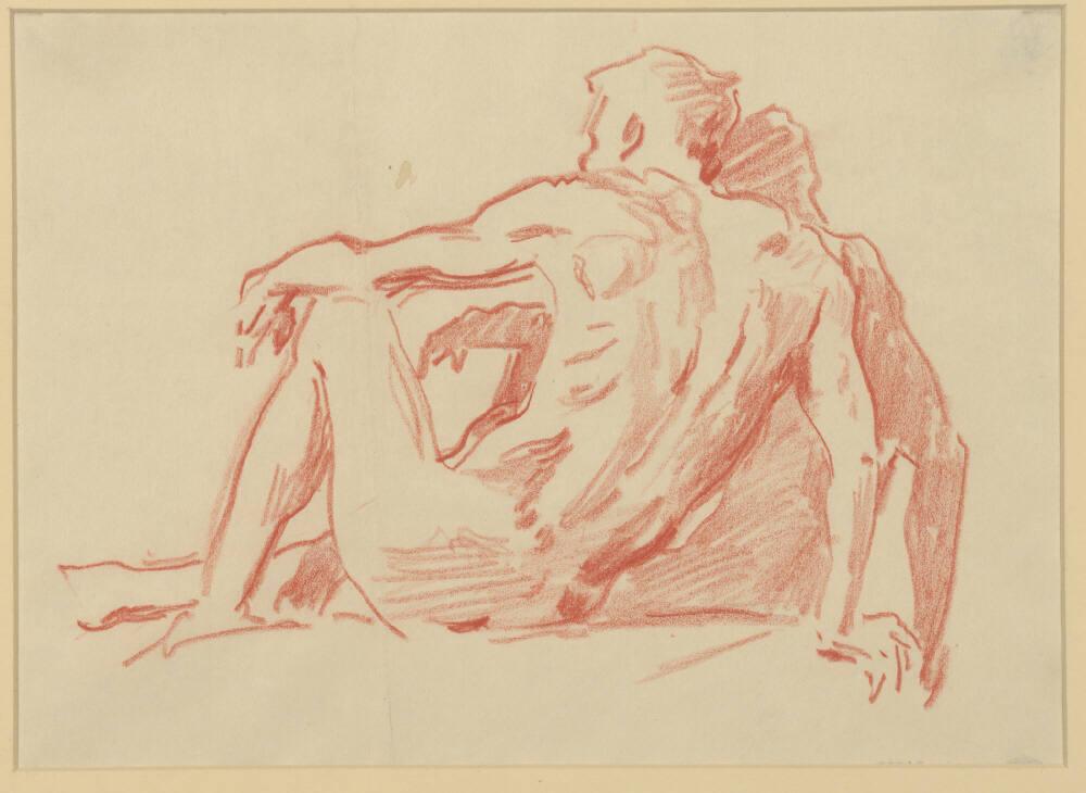 Hermann Heller, Studienblatt mit männlichen Akten, Inv. Nr.: 34627