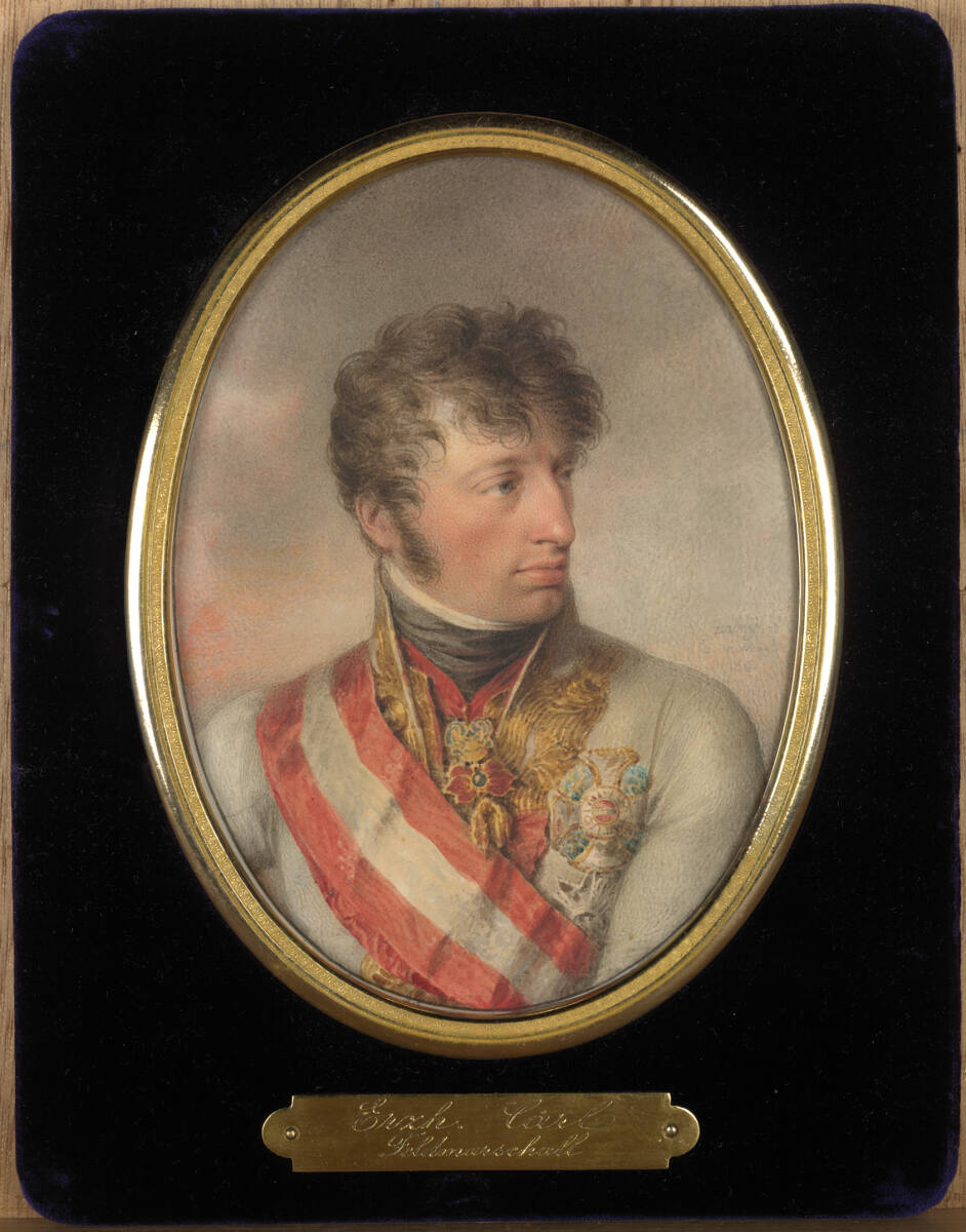 Carl Erzherzog von Österreich (1771-1847), in weißer Feldmarschalluniform, mit dem Orden vom Goldenen Vlies, dem militärischen Maria Theresia- und Leopoldsorden, Jean-Baptiste Isabey, 1812