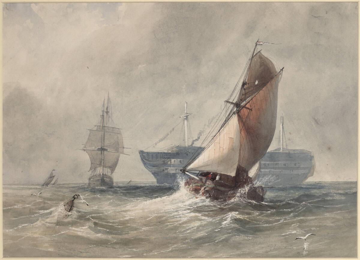 Anonym, Segelboote auf bewegtem Meer, Inv. Nr.: 34708