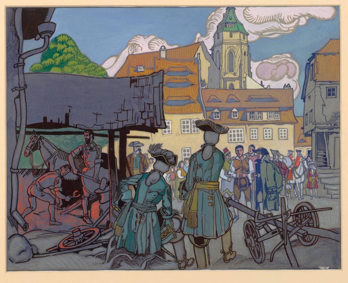 Franz Wacik, Szenen aus dem Leben des Prinzen Eugen: 6. Prinz Eugen bei einer Hufschmiede, Inv.…