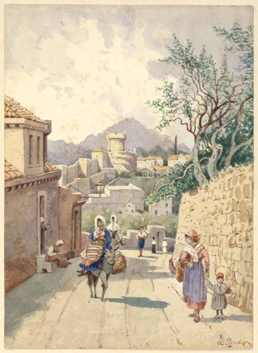 Anton Perko, Blick auf Dubrovnik mit der Stadtmauer, Inv. Nr.: 34841