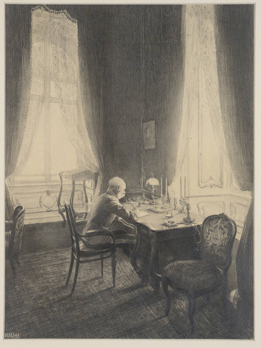 Kaiser Franz Josef an seinem Schreibtisch, ArtúrLajosHalmi
