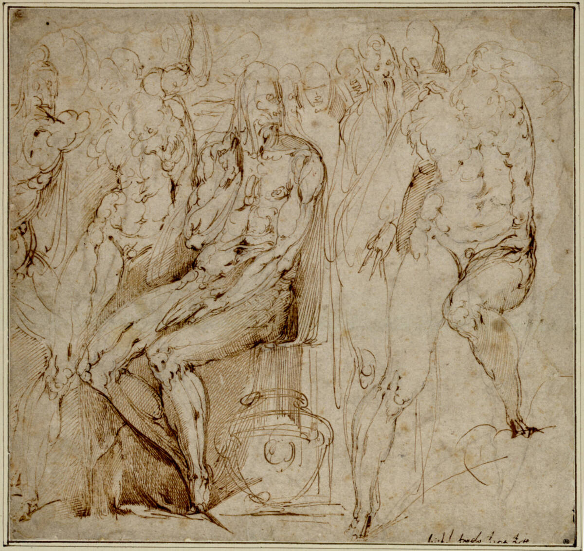 Studienblatt mit männlichen Akten, Battista Franco Veneziano
