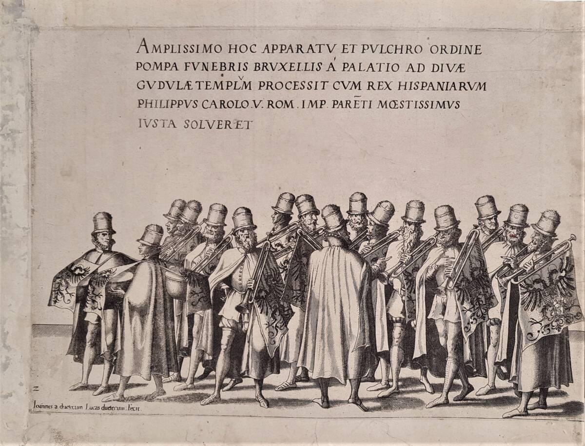 Trauerfeierlichkeiten für Kaiser Karl V. am 29. Dezember 1558 in Brüssel: Prozessionszug (Tafel…