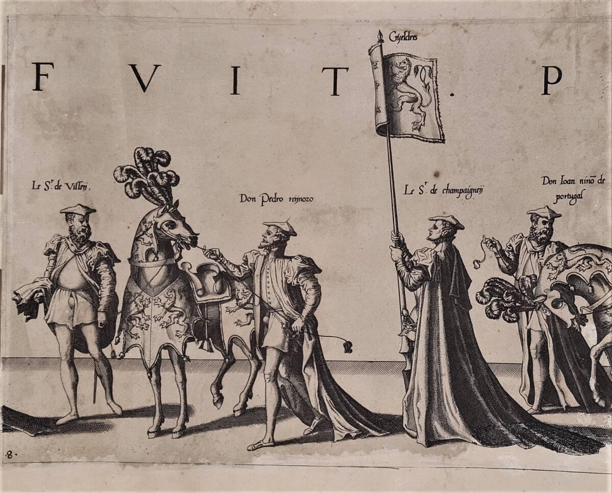 Trauerfeierlichkeiten für Kaiser Karl V. am 29. Dezember 1558 in Brüssel: Prozessionszug (Tafel…