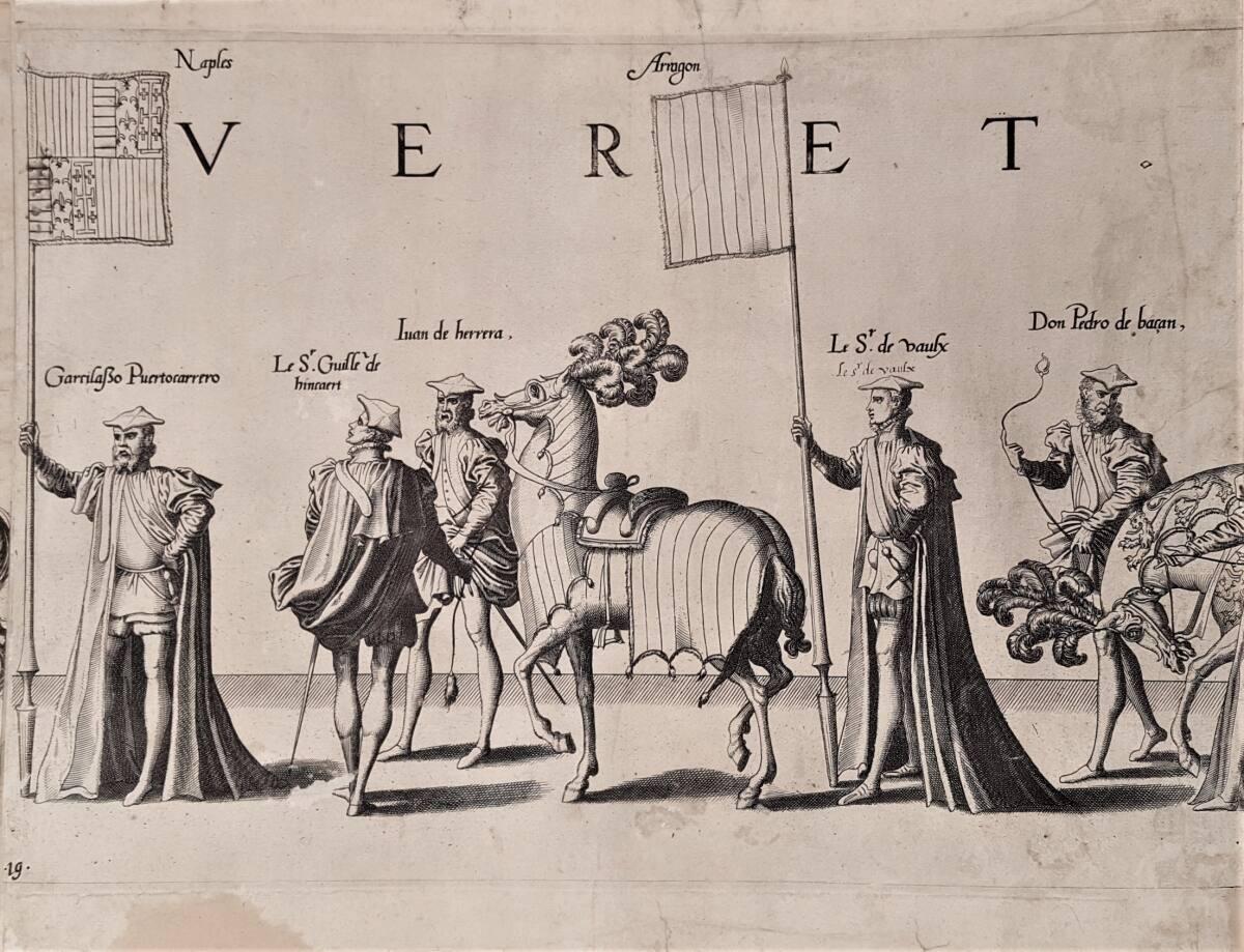 Trauerfeierlichkeiten für Kaiser Karl V. am 29. Dezember 1558 in Brüssel: Prozessionszug (Tafel…