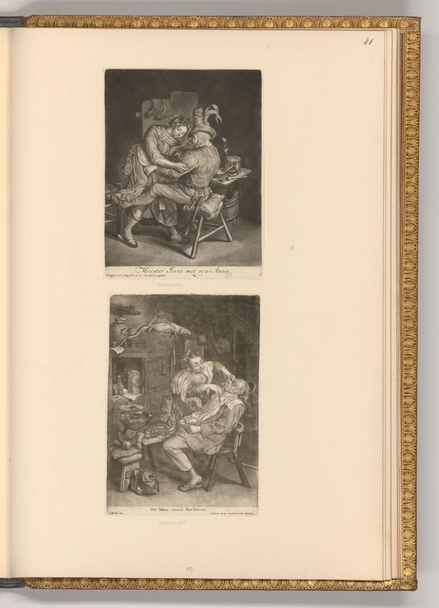 Cornelis du Sart, Meister Joris mit seiner Anna; Mann bekommt einer Rasur, Inv. Nr.: Holland na…