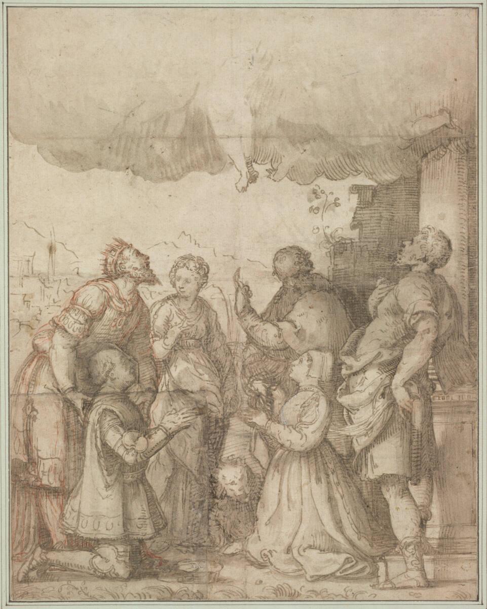 Giulio Campi, Francesco Sforza und seine Gemahlin Bianca Maria Visconti vom hl. Sigismund bzw. …