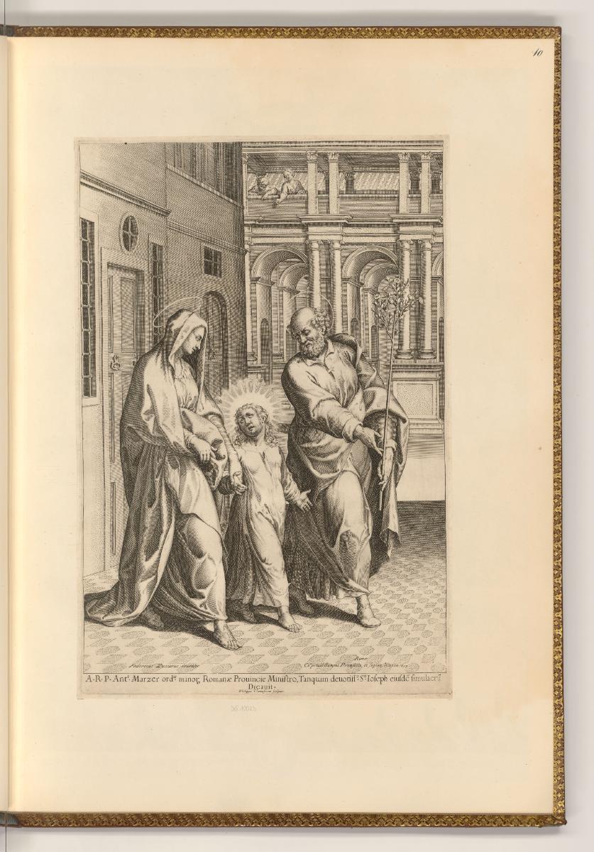Kupferstiche von Philippe Thomassin, Josef, Maria und Jesus auf dem Weg zum Passahfest (Jerusal…