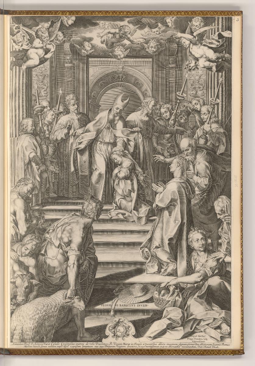Kupferstiche von Philippe Thomassin, Darstellung Mariens im Tempel, Inv. Nr.: Frankreich nach S…