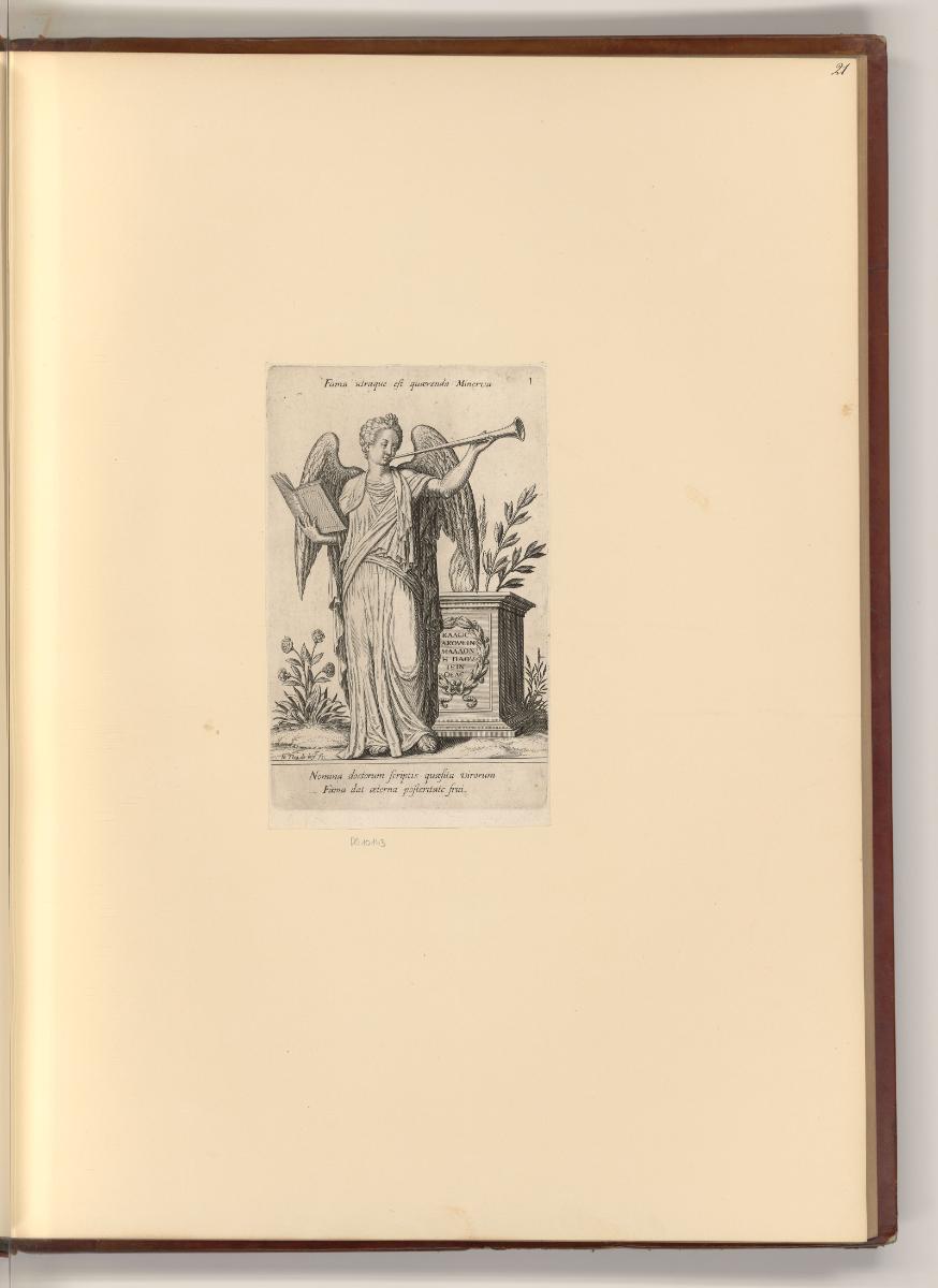 Französische Kupferstiche des späten 16. und 17. Jahrhunderts, Engel mit Posaune, Inv. Nr.: Fra…
