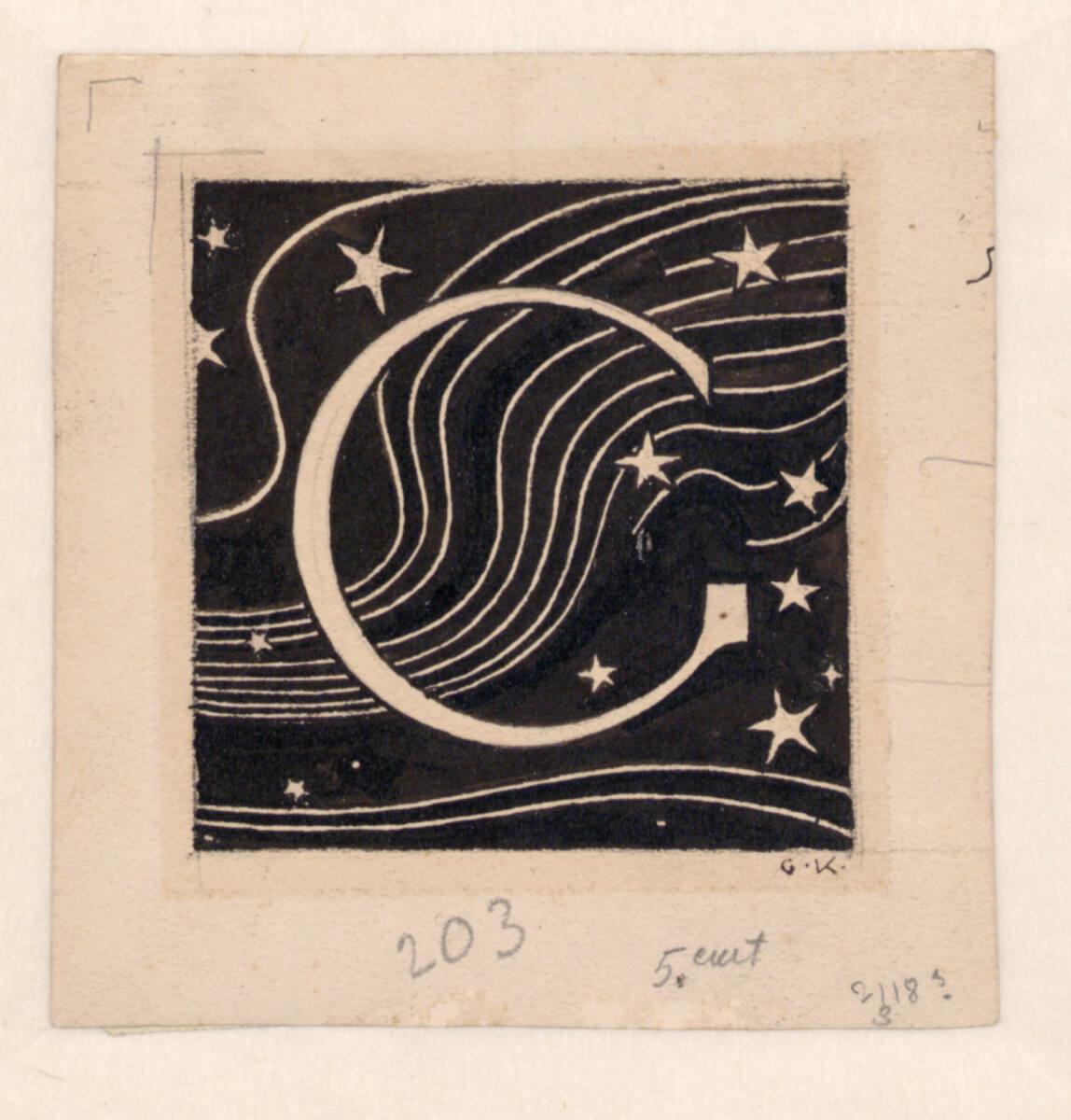 Gustav Klimt, Reinzeichnung der Initiale G (Illustration für „Ver Sacrum“), Inv. Nr.: 35682