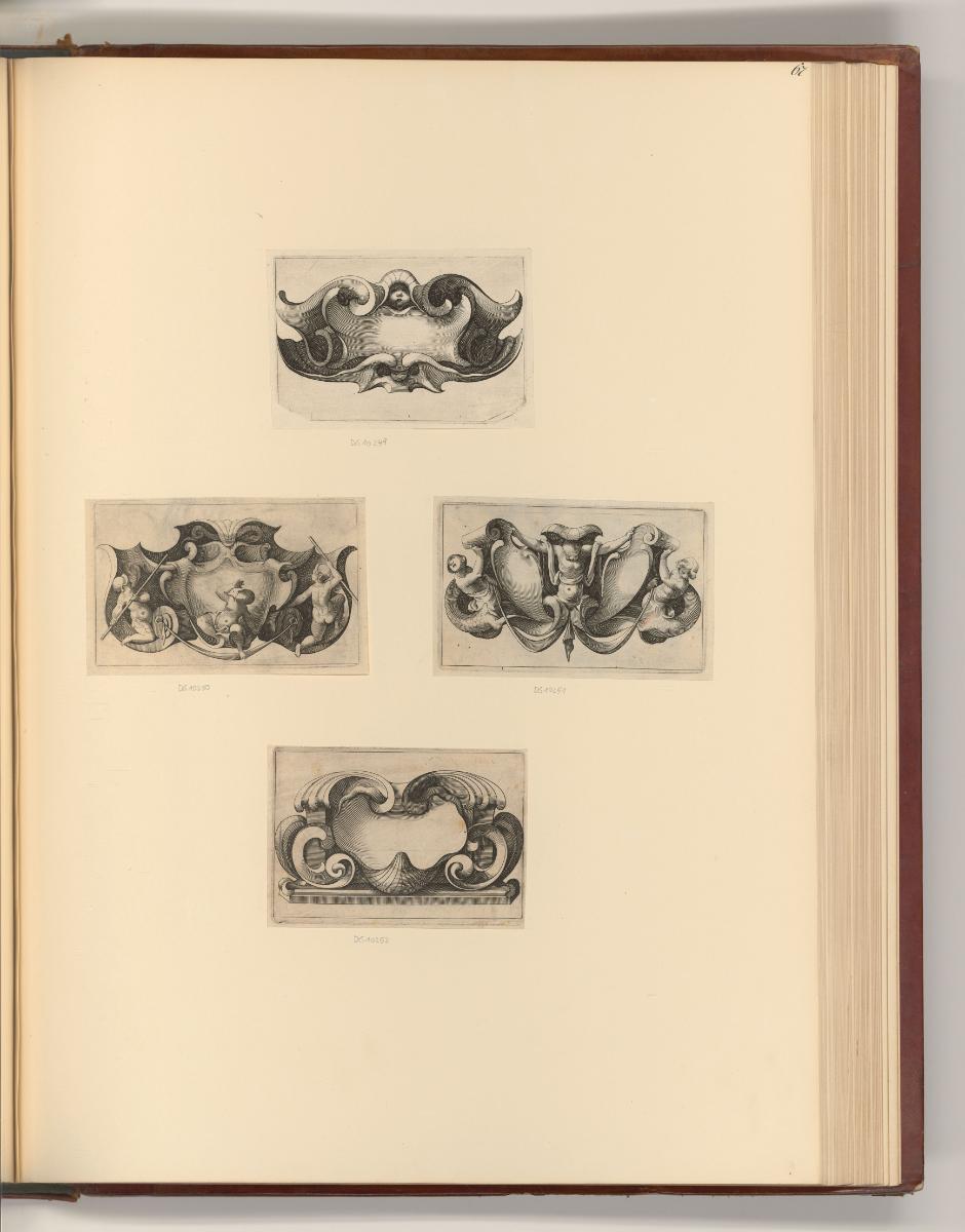 Französische Kupferstiche des späten 16. und 17. Jahrhunderts, Kartuschen mit Rollwerk und Grot…