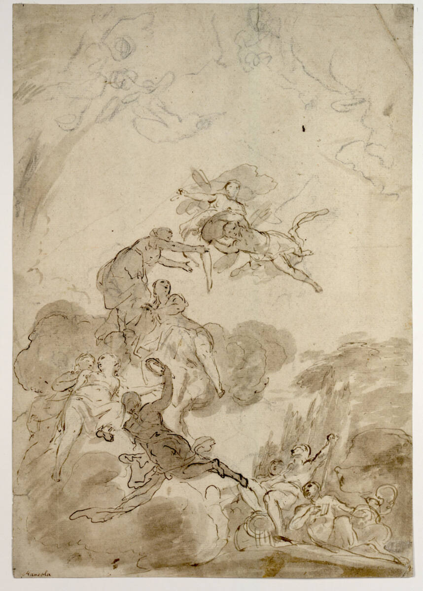 Götterversammlung auf Wolken mit Apoll, Victoria und Poseidon, Marco Marcola