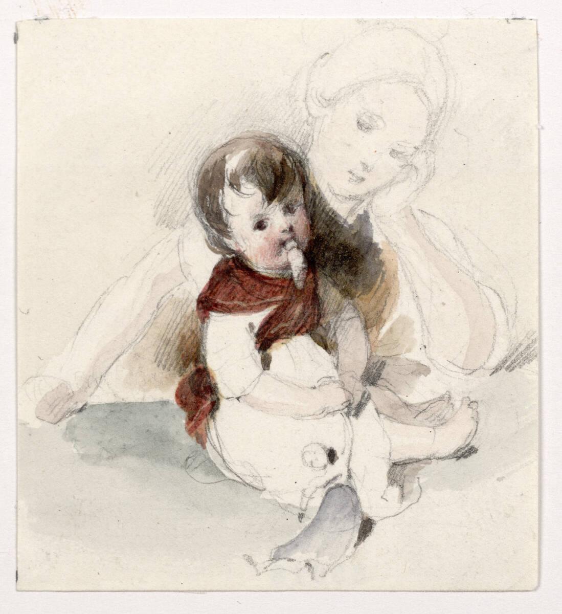 Peter Fendi, Frau und Kind mit Puppe (Blatt aus dem "Liechtensteinalbum", sog. Fendi-Album), In…