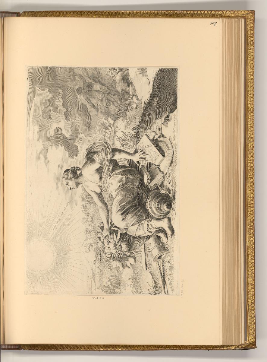 Kupferstiche von Claude Mellan, Personifikation Frankreichs mit dem Wappen des Kardinals Richel…