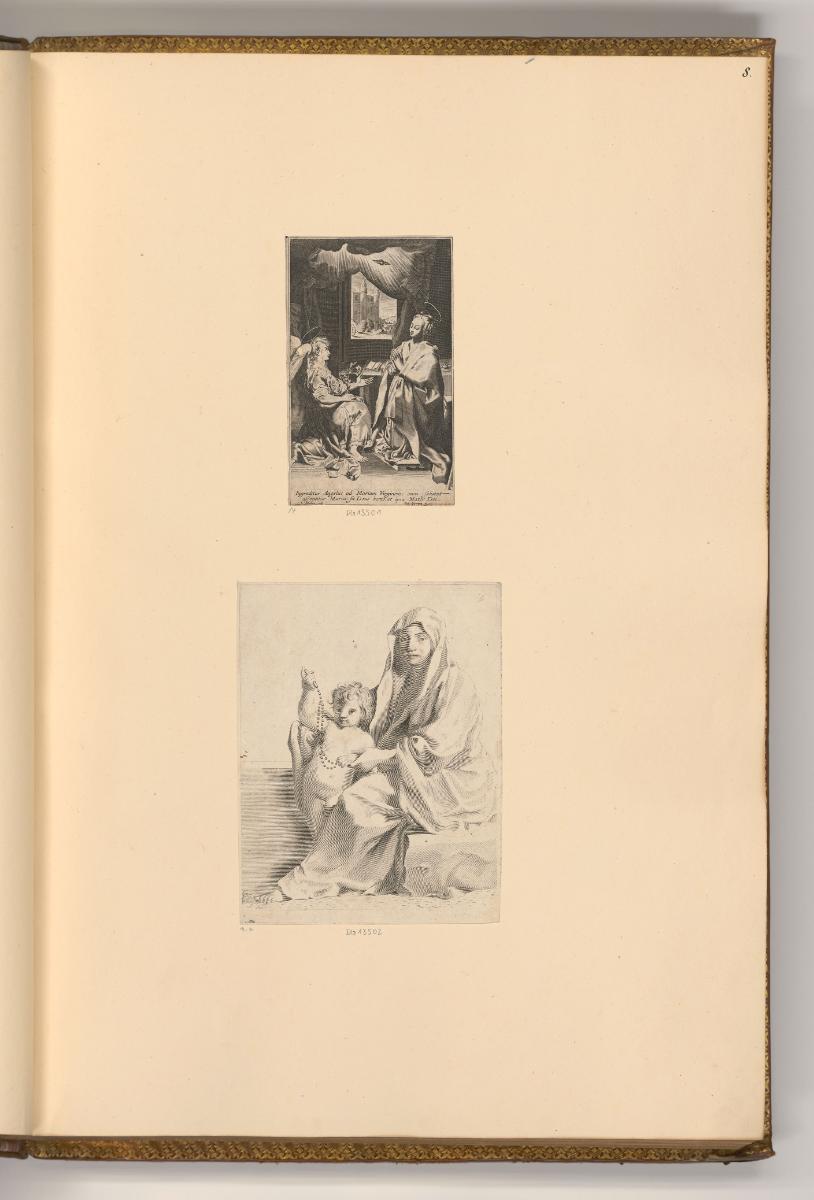 Kupferstiche von Claude Mellan, Die Verkündigung an Maria (nach Federico Barrocci); Maria mit d…