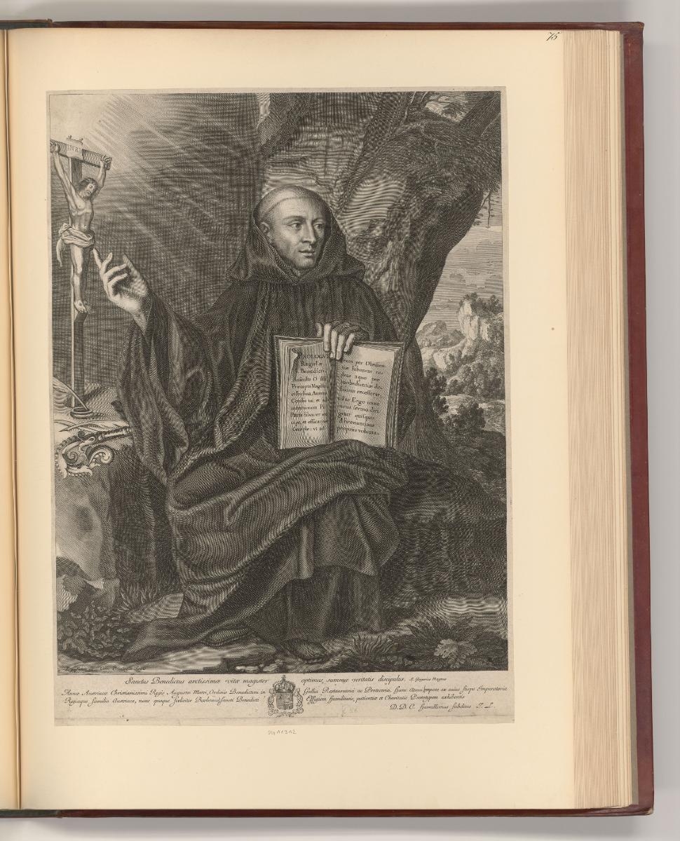 Druckgrafiken von Pierre Daret, Pierre Lombard und Jean Lenfant., Hl. Benedikt als Einsiedler i…