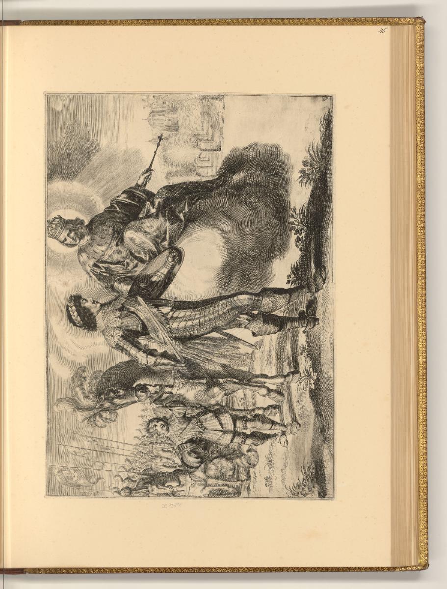 Kupferstiche von Grégoire Huret, Ludwig IX. weist Ludwig XIII. von Frankreich den Weg nach Jeru…