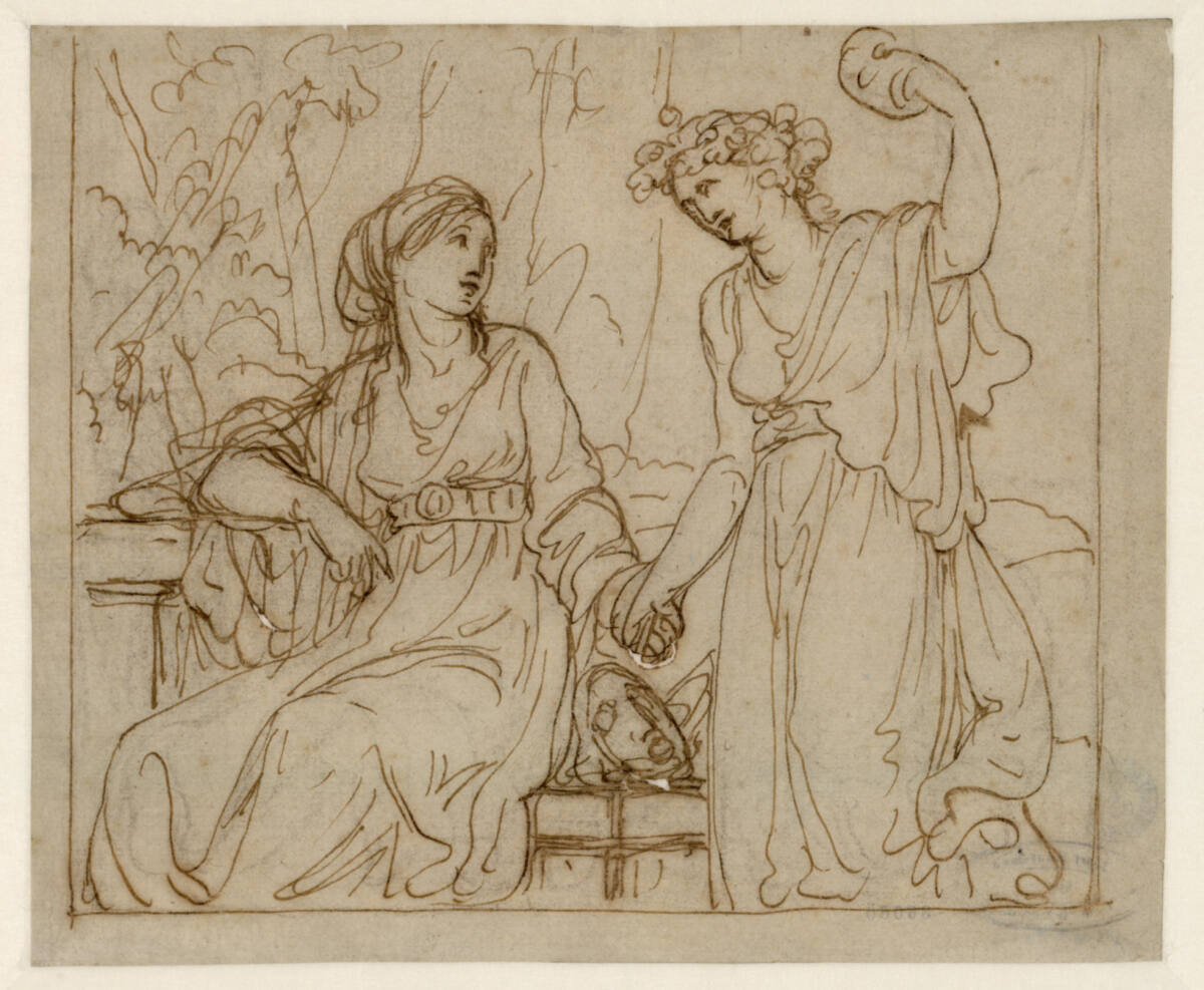 Studie zu dem allegorischen Doppelporträt von Domenica Morghen und Maddalena Volpato in den Rollen der Musen der Tragödie und der Komödie, Angelica Kauffmann
