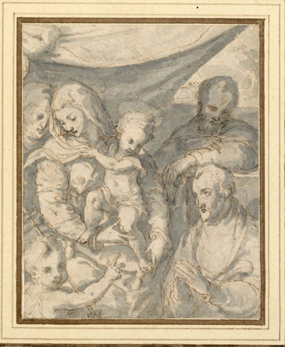 Anonym, Die heilige Familie mit Johannes, Elisabeth und einem Stifter, Inv. Nr.: 1581