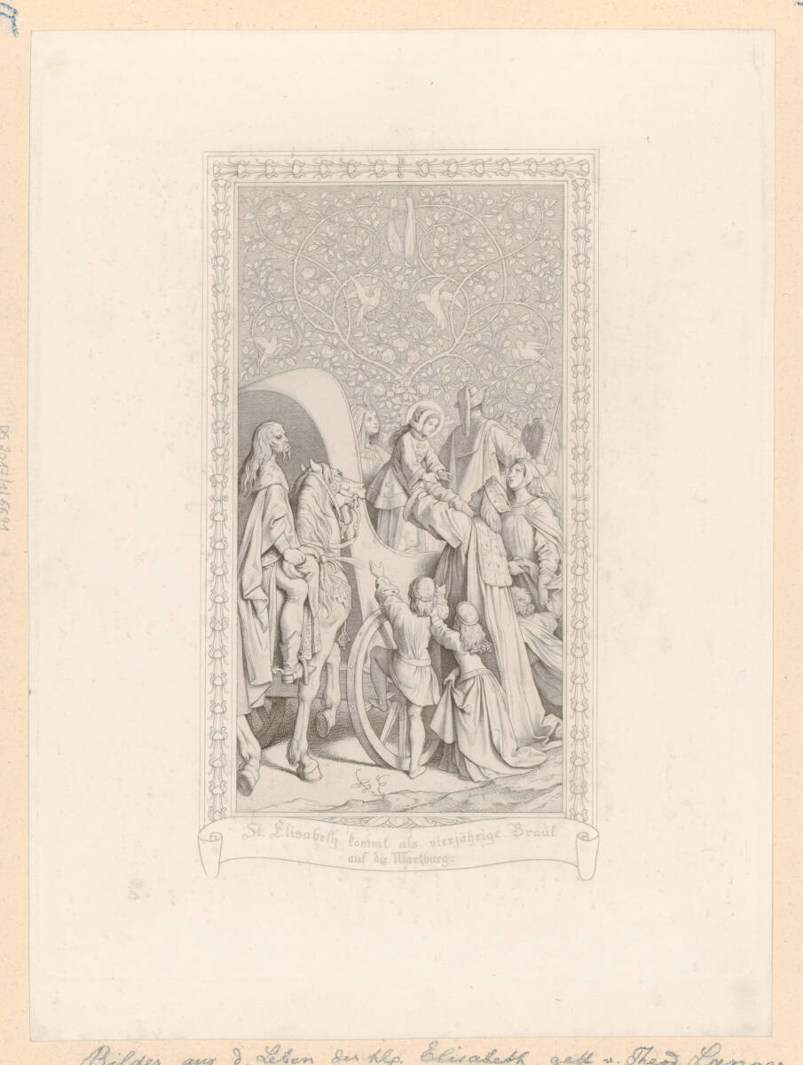 Die heilige Elisabeth kommt als vierjährige Braut auf die Wartburg (Nr.1), TheodorLanger, 1855–1895