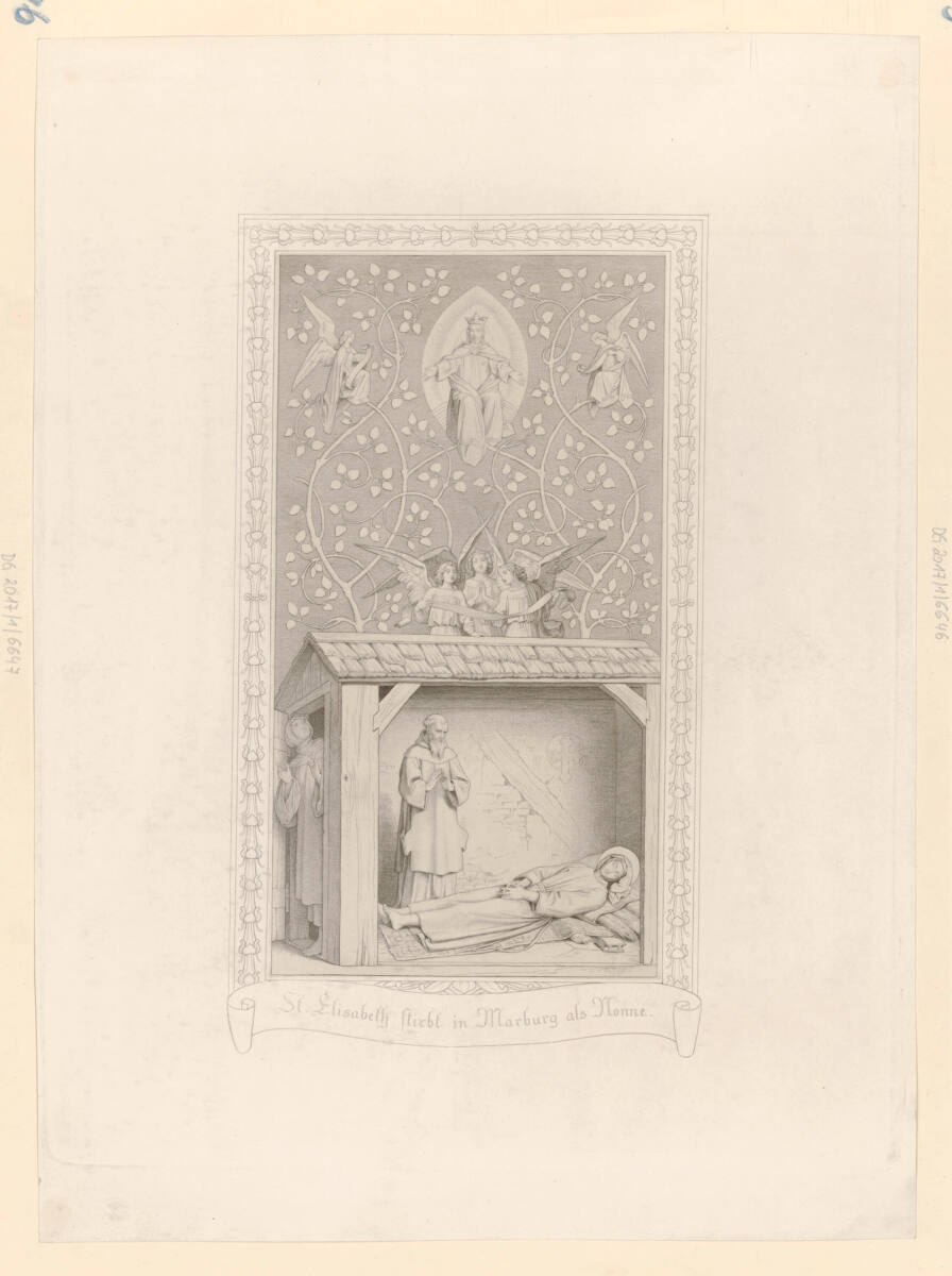 Die heilige Elisabeth stirbt in Marburg als Nonne (Nr.5), TheodorLanger, 1855–1895