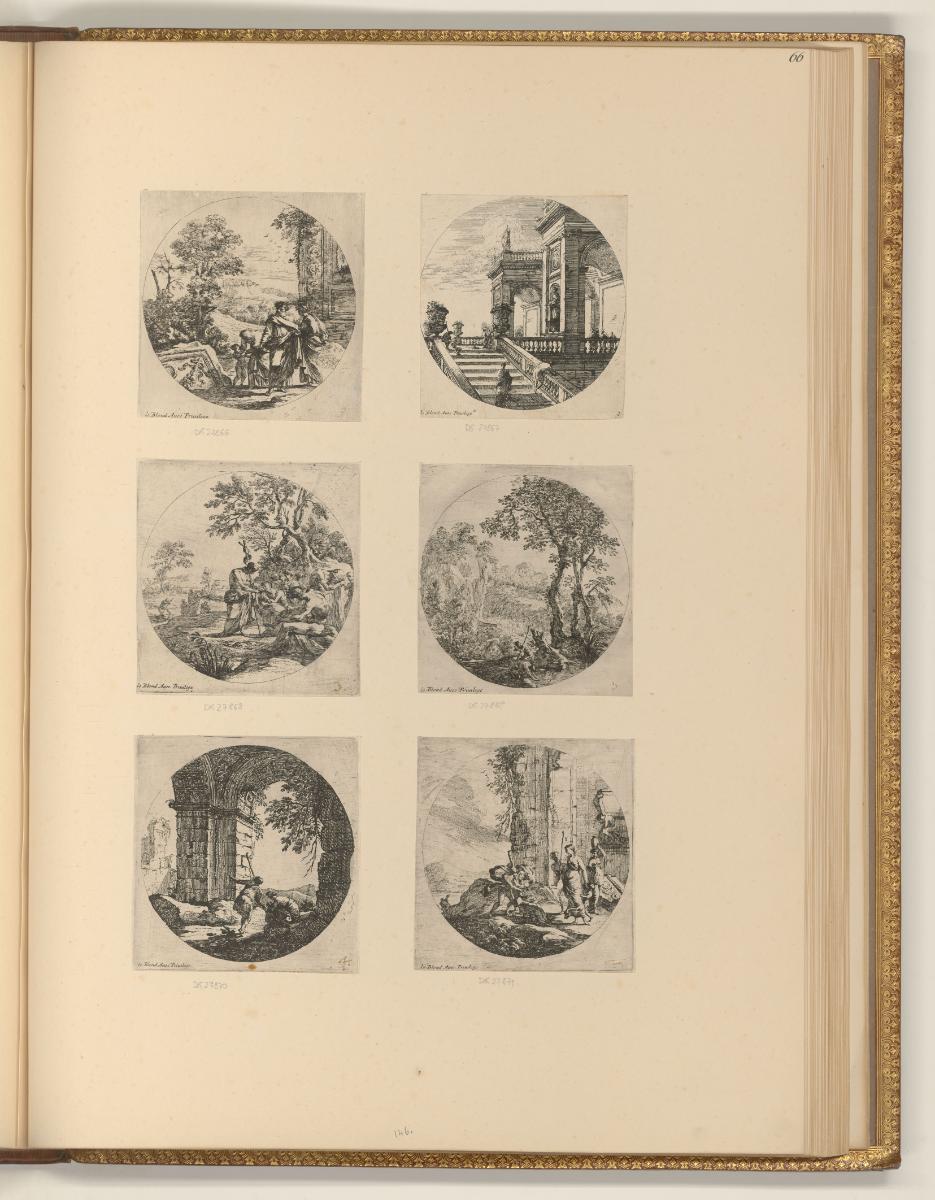 Radierungen von Jean Le Pautre, Ruinenlandschaften (Rundbilder), Inv. Nr.: Frankreich nach Sekt…