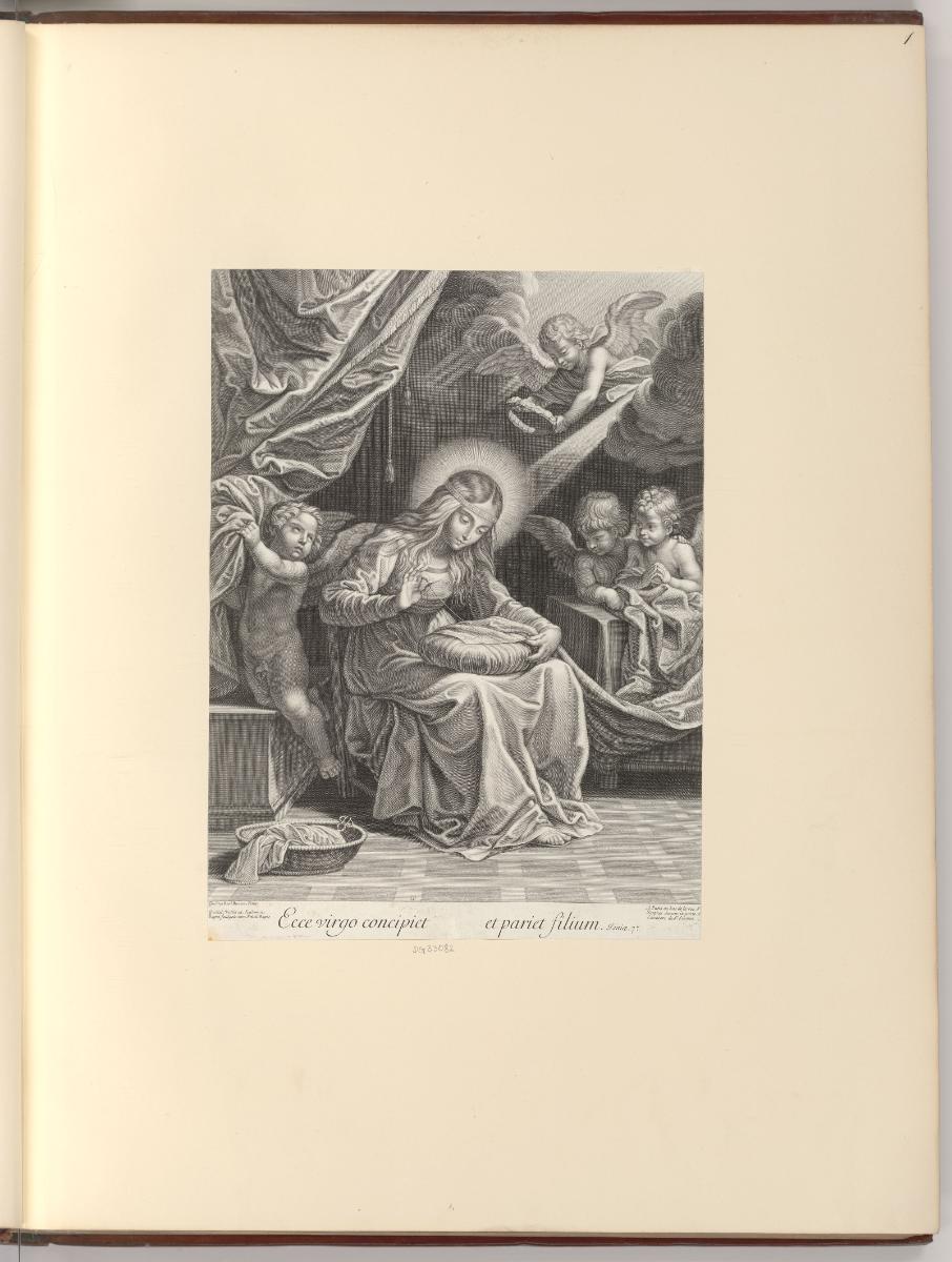 Französische Druckgrafiken des 17. Jahrhunderts, Hl. Maria mit Näharbeit, Inv. Nr.: Frankreich …
