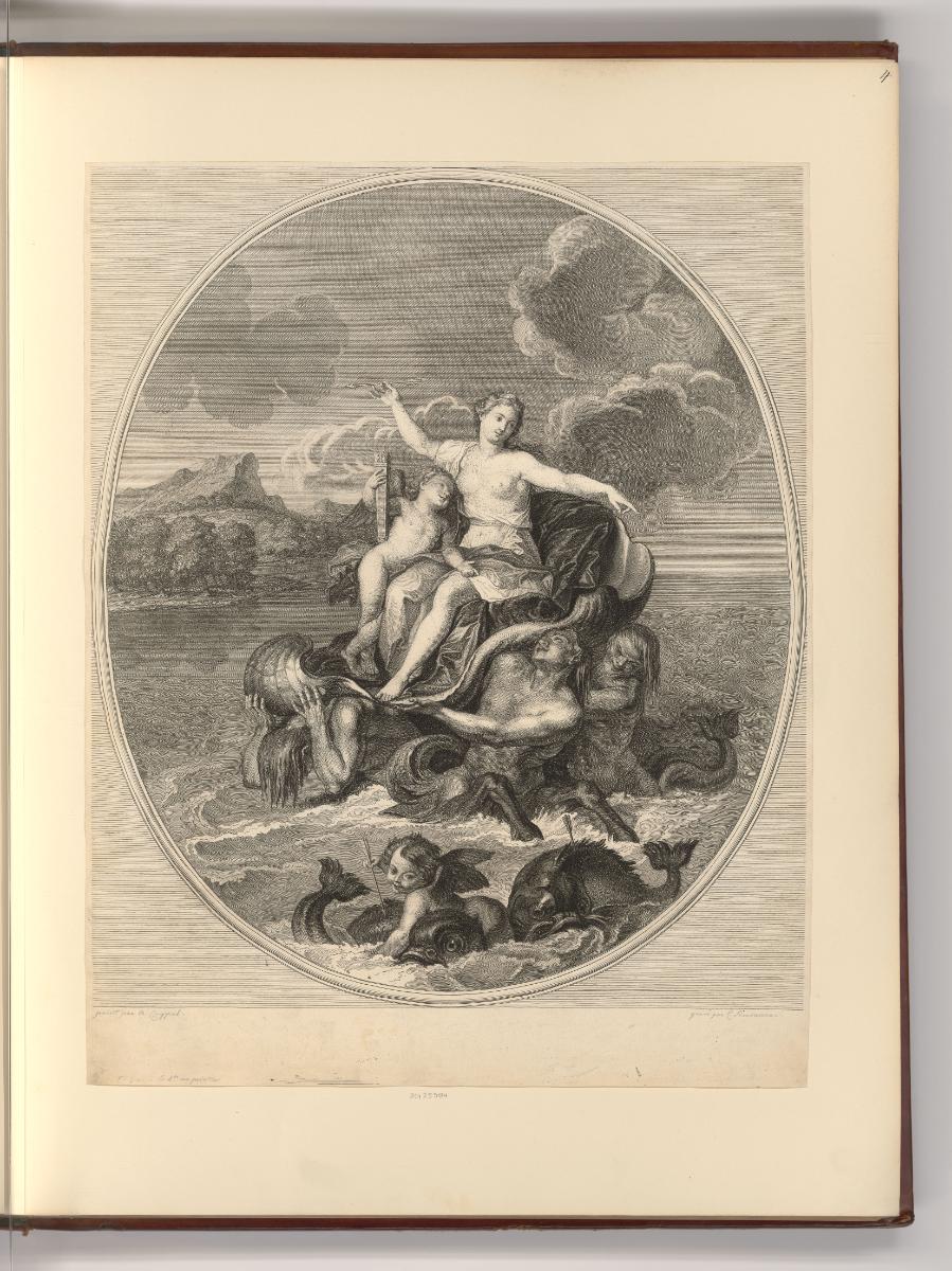 Französische Druckgrafiken des 17. und 18. Jahrhunderts, Venus und Amor auf einer Muschel, Inv.…
