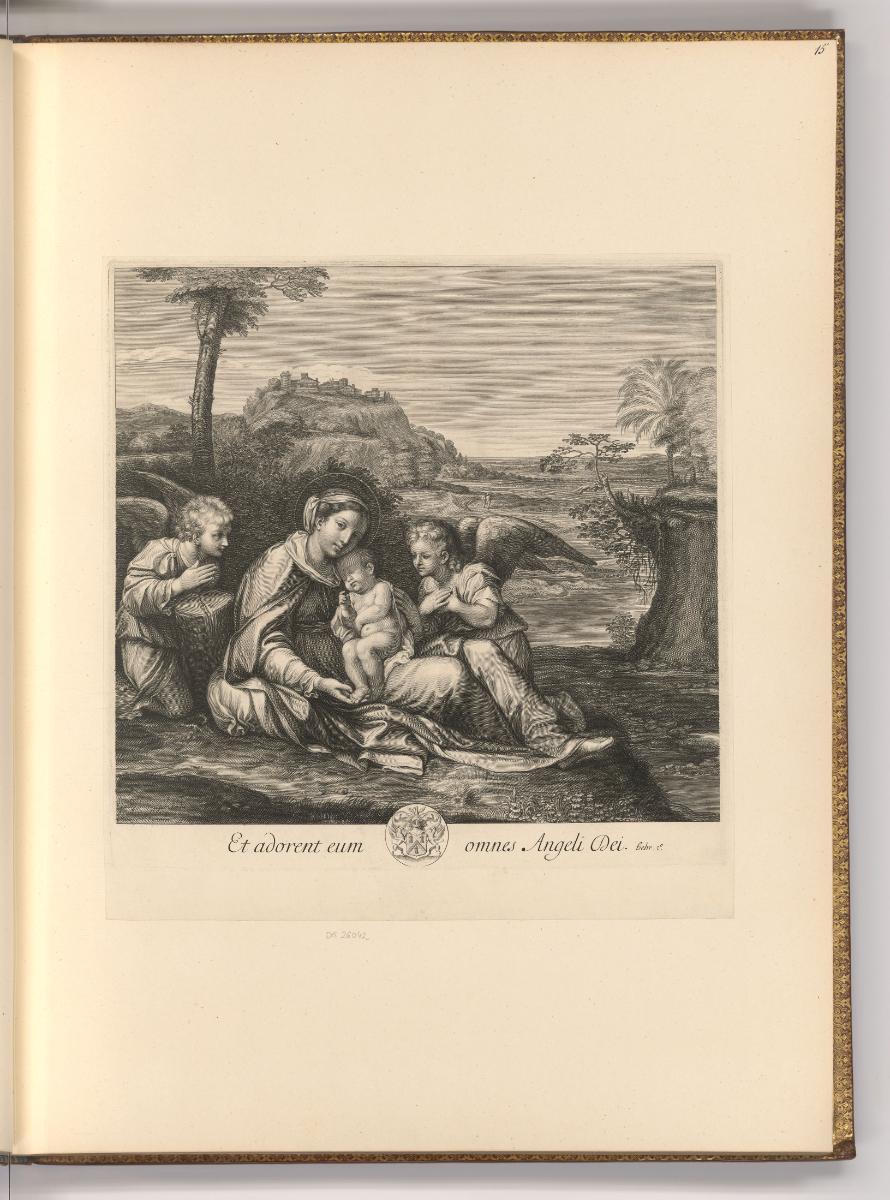 Druckgrafiken von François de Poilly d. Ä., Anbetung des Christkindes durch einen Engel, Inv. N…
