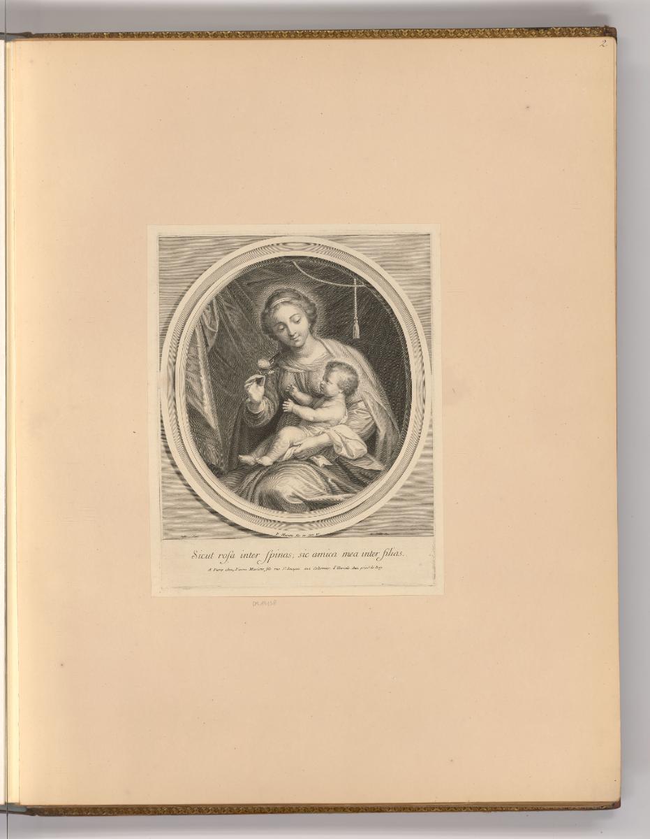 Druckgrafiken von Nicolas de Poilly, Maria mit Kind und Rose, Inv. Nr.: Frankreich nach Sektion…